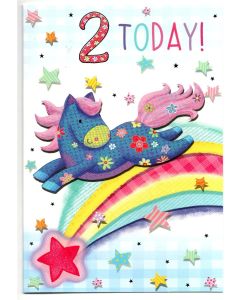 Birthday Card for 2 Year Old Girl. 2nd Birthday.