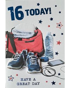 16 Today Football Card for 16th Birthday Boy. 19x13cm