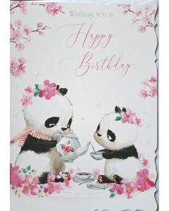 Wishing You A Happy Birthday. Cute Panda Bear Card. 19x13cm (8x6 Inches)