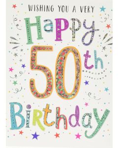 Age Happy Birthday Card 50th. 19x13cm (8x6 inches)