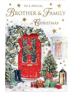 To A Special Brother and Family At Christmas Card. 23x15cm