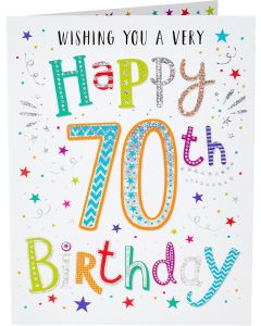 70th Birthday Card For Him or Her. 19x13cm (8x6 Inches)
