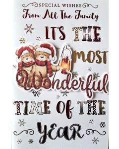 Special Wishes Christmas Card From All The Family. 23x15cm (9x6 Inches)