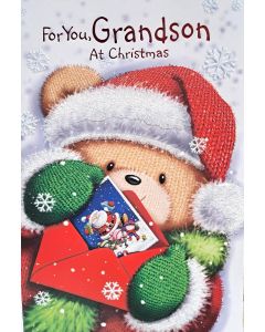 For You Grandson At Christmas Card. 23x15cm (9x6 Inches)