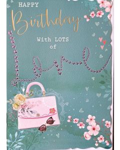 Happy Birthday with Lots of Love Card. 19x13cm (8x6 Inches)