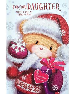 Daughter For You With Love At Christmas Card. 23x15cm (9x6 Inches)