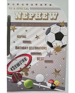 To A Special Nephew On Your 18th Birthday. Sports Card 23x15cm (9x6 Inches)