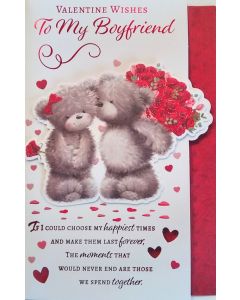 Valentine's Wishes To My Boyfriend Card. 23x15cm (9x6 Inches)