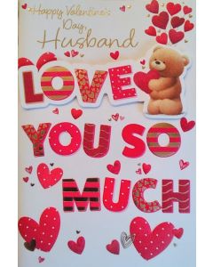 Happy Valentine's Day Husband Card. 23x15cm (9x6 Inches)