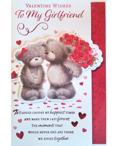 Valentine's Wishes To My Girlfriend Card. 23x15cm (9x6 Inches)