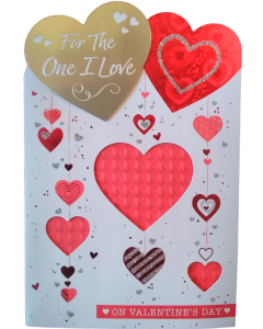 For The One I Love On Valentine's Day Card. 23x15cm (9x6 Inches)