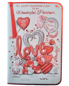 Happy Valentine's Day To My Wonderful Partner Card. 23x15cm (9x6 Inches)