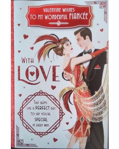 Valentine Wishes To My Wonderful Fiancee. Valentine's Day Card. 23x15cm (9x6 Inches)